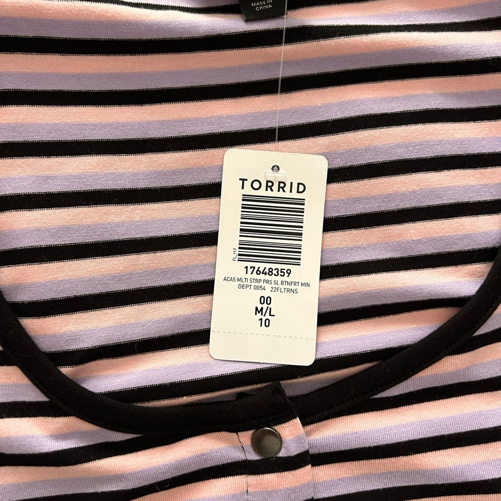 Torrid Black and Pink Striped tank dress